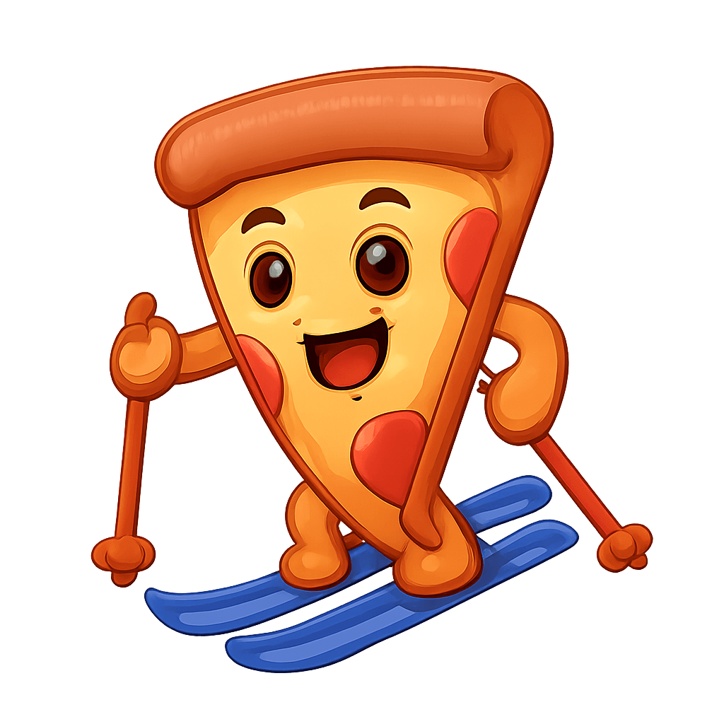 un trancio di pizza che sta sciando