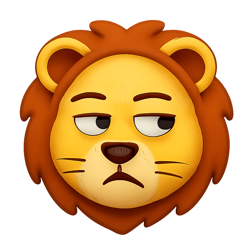 Un leone che ti guarda con una faccia sospettosa (tipo il meme del cane che ti guarda laterale sospettoso)